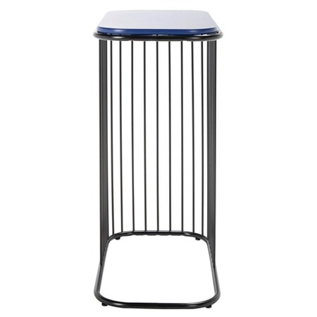 Safavieh Stafford Side Table Blue Wood Top & Powder Coated Black Iron Body ACC8005B